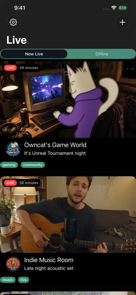 Owncasts iPhone home screen