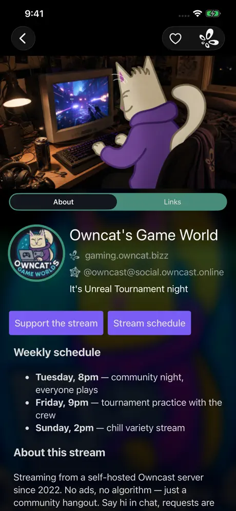 Owncasts iPhone server screen